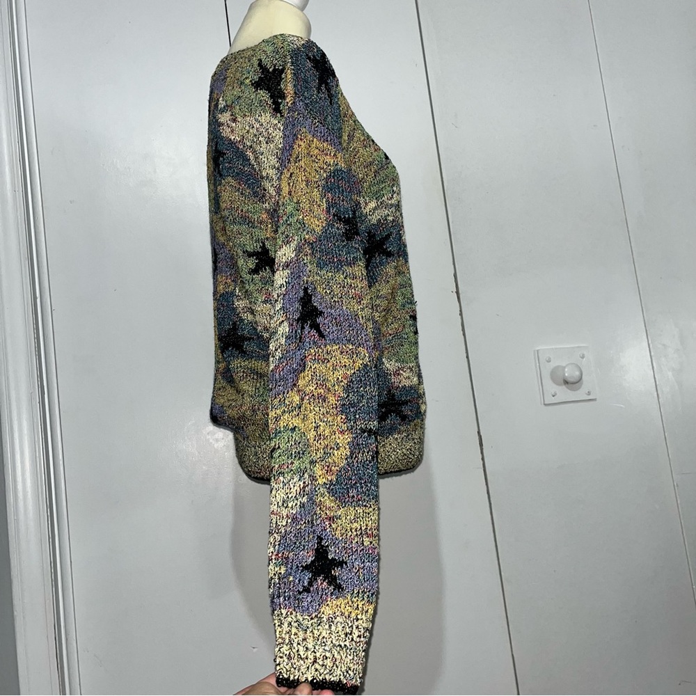 Vintage 90’s South Cotton Hand Knit Cardigan Sweater Heavy Multi Color Knit - Picture 8 of 12